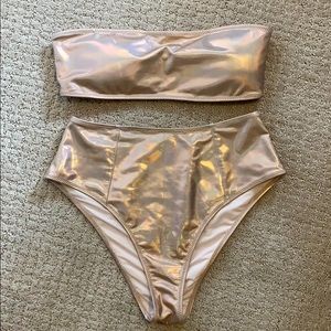 Rose gold holographic bikini